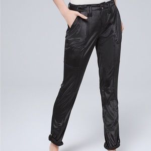 WHBM velvet utility straight ankle pants.
